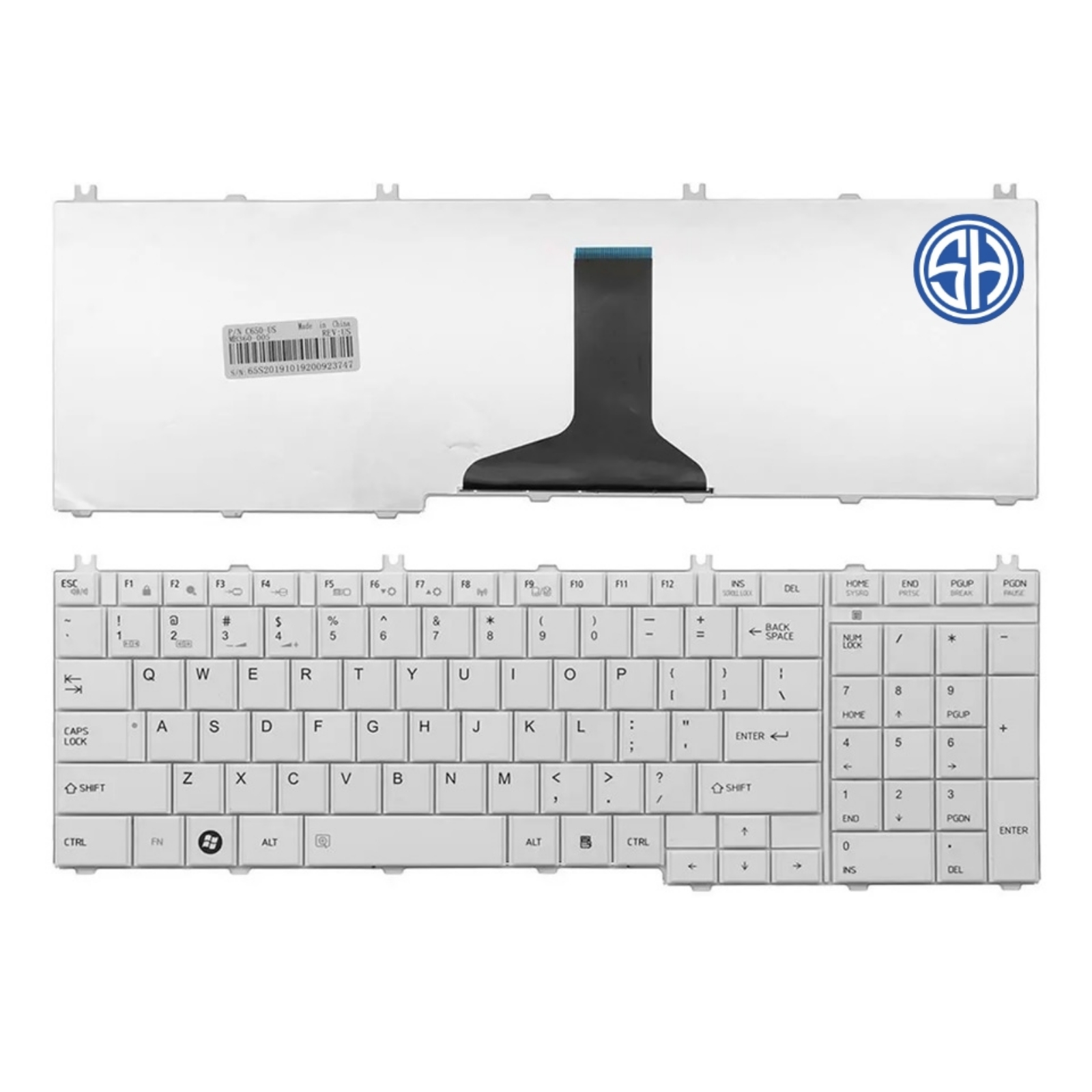 TOSHIBA C660 white Keyboard TOSHIBA C660 White Laptop Keyboard - Image 1