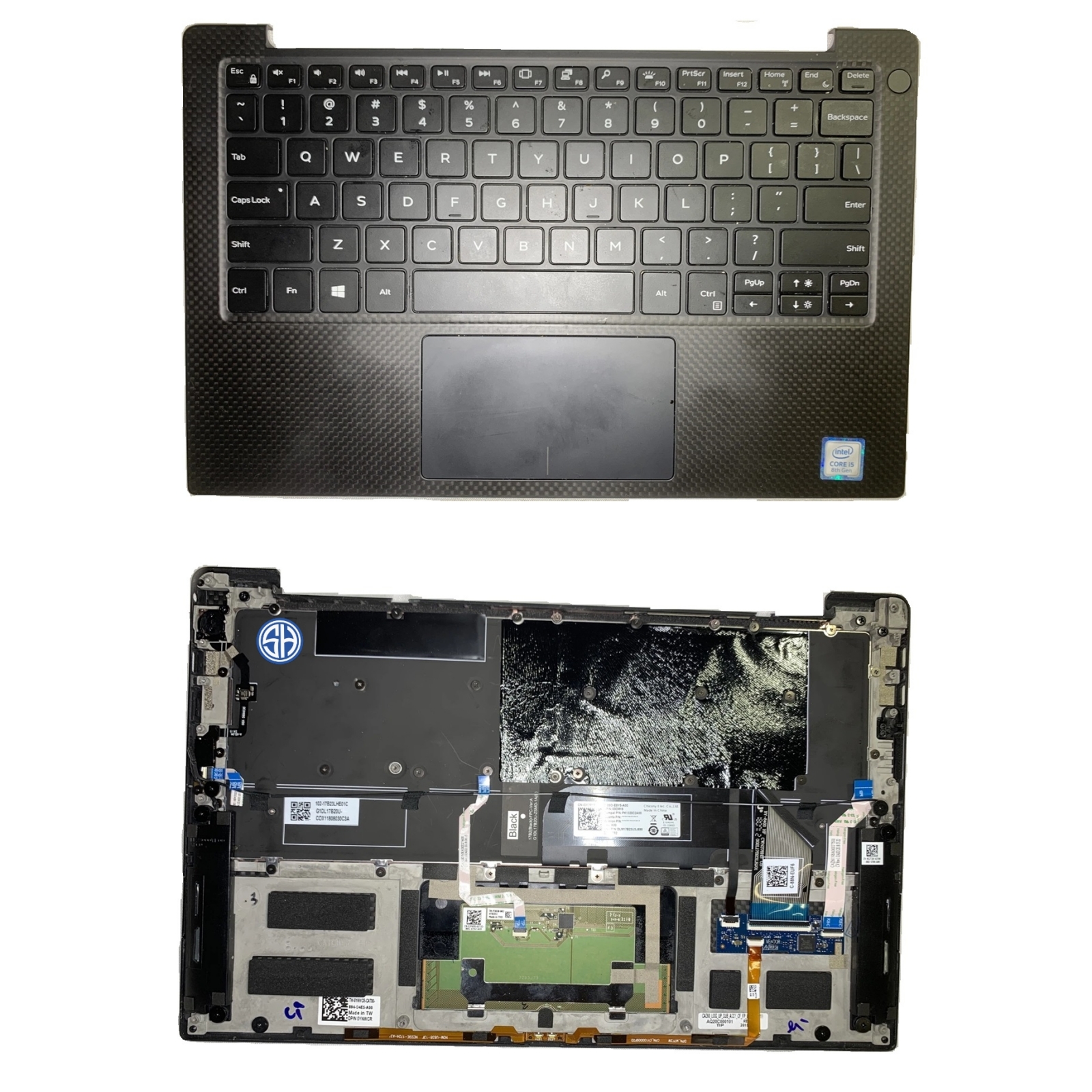 DELL XPS 13 9350 C+TP+K.B Housing DELL XPS 13 9350 Laptop Housing Upper Case Palmrest Touchpad Cover and keyboard C - Image 1